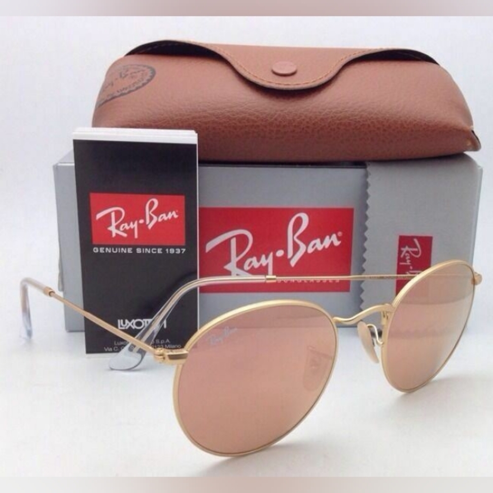 LIKE NEW Ray Ban Round Metal Pink Flash RB3447 Men /Women Sunglasses - Picture 11 of 16